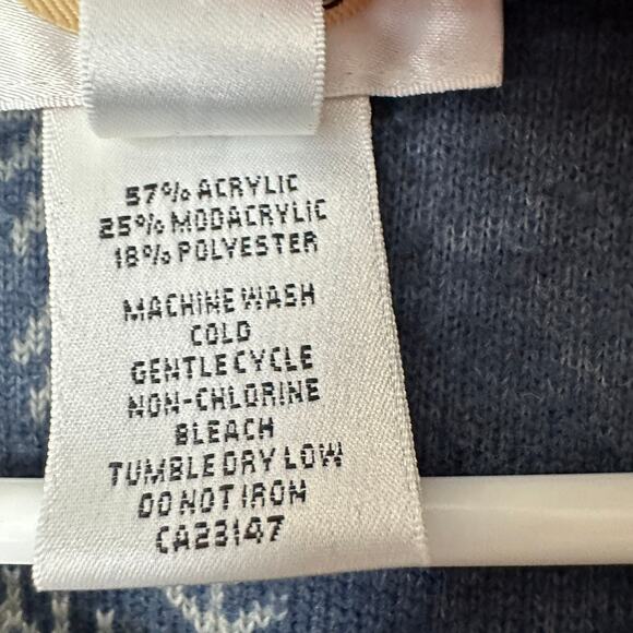 Talbots Vintage 90s Snowflake Fleece Cardigan Sweater Jacket Button Up Grandma - Picture 6 of 8